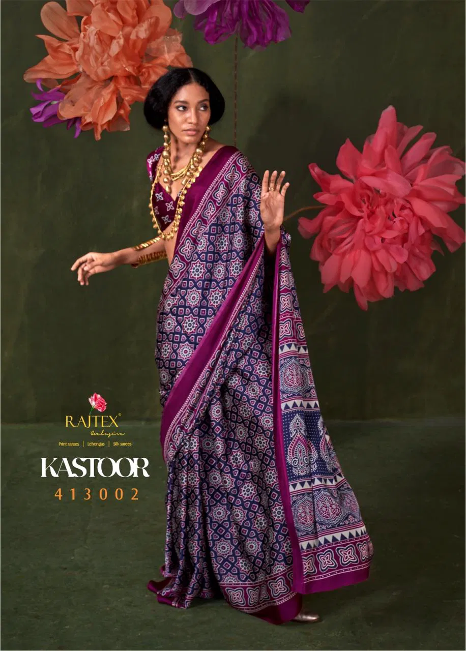 Kastoor By Rajtex Ajrakh Printed Designer Saree Exporters In India
